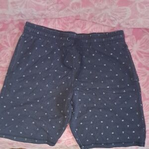 Retrofit Navy Blue Anchor-Print Lounge Shorts